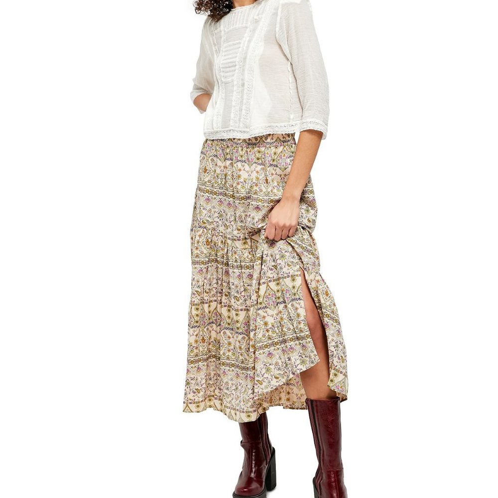 Free People All About The Tiers Midi Skirt Size L